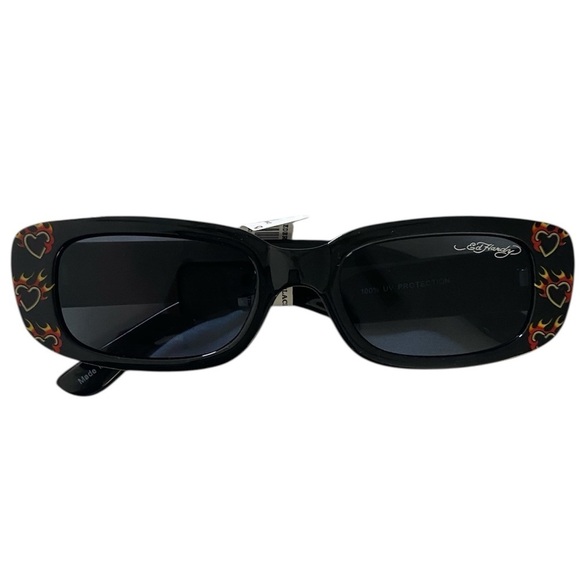 Ed hardy sunglasses black frames heart print women NWT main image 4